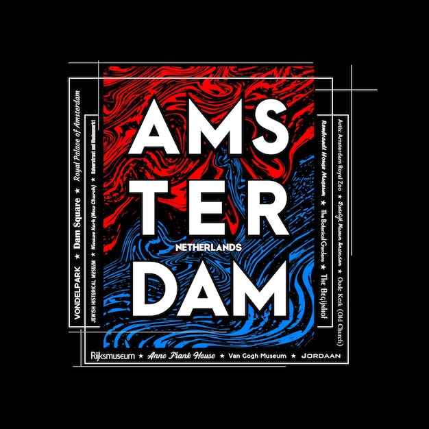 Amsterdam tshirt and poster graphic design in abstract style vector illustration