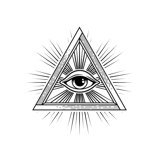 Vector amulet evil protection magic eye pyramid triangle