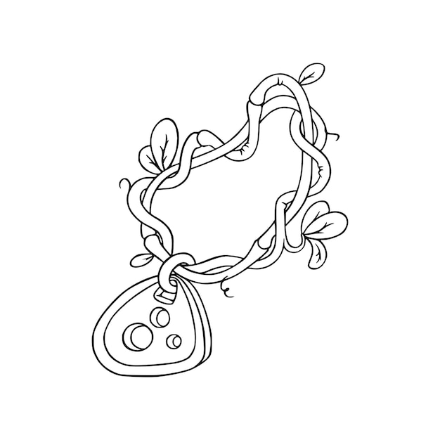 Amulet met lianen voor games Schets van wijnstok met een amulet Vectorillustratie