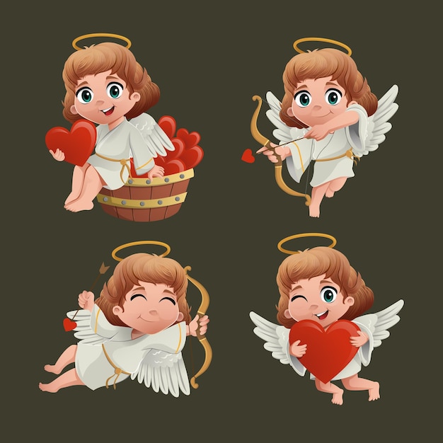 Amur babies Funny cupid little valentine angels or god eros