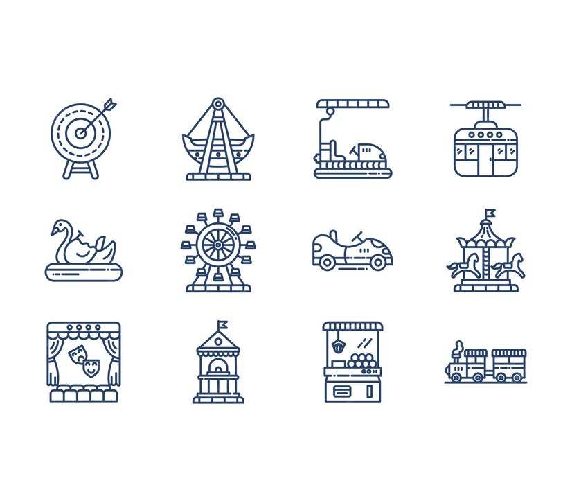 Premium Vector Amusement park, carnival set