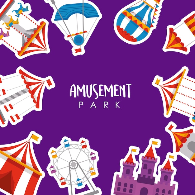 Amusement park icons frame