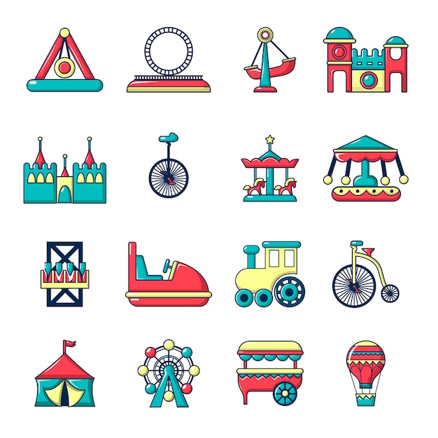 Amusement park icons set