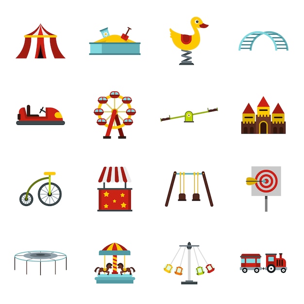 Amusement park icons set