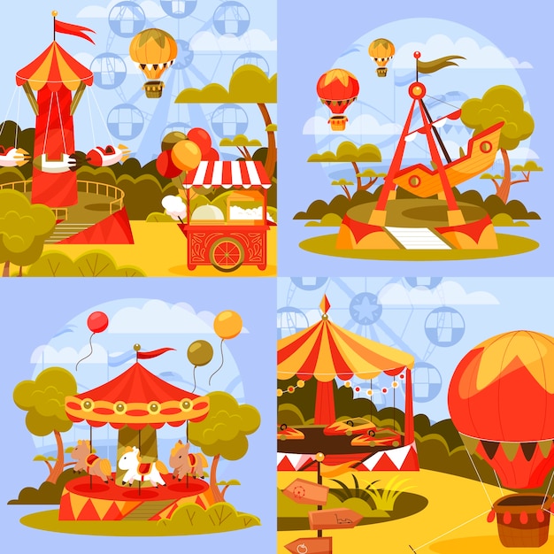 amusement park illustration in flat design