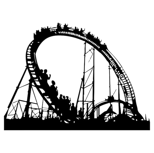 Premium Vector | Amusement park landscape silhouette carnival ...