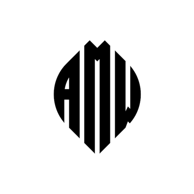 ベクトル amw 円文字 ロゴ デザイン 円とエリプス形 amw エリプス文字 タイポグラフィックスタイル 3つのイニシャルが円のロゴを形成する amw サークルエンブレム アブストラクト モノグラム 文字マーク ベクトル