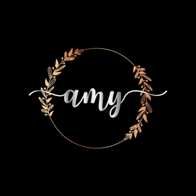 Amy monogram logotype for celebration event, wedding, greeting card, invitation vector template