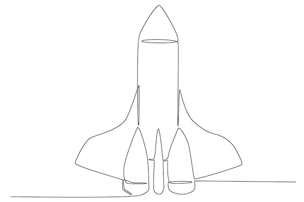 Вектор Космонавт космическая ракета одной линии искусства