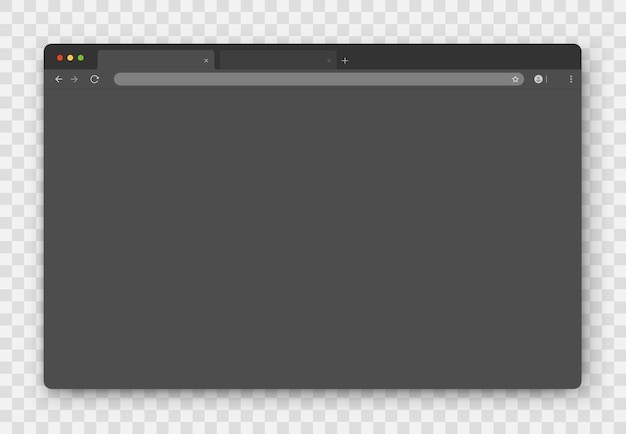 벡터 투명 한 배경 에 있는 빈 회색 브라우저 창