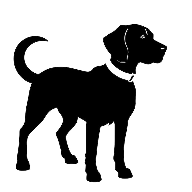 Вектор Иллюстрация милого черно-белого щенка, возможно, указателя или полицейской собаки, сделанной в моно
