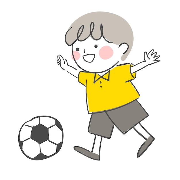 ベクトル サッカーボールを蹴る人のイラスト