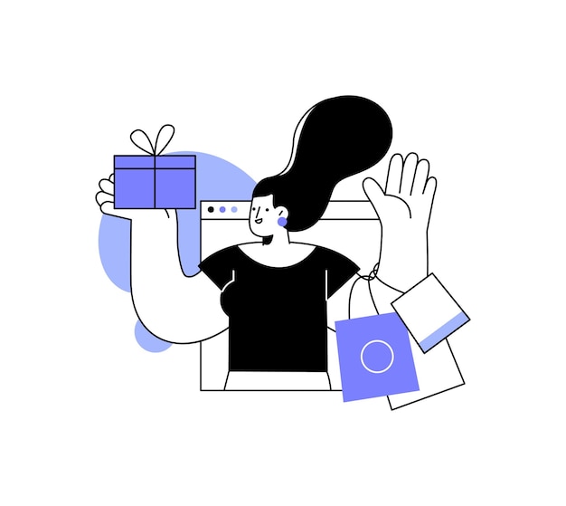 Иллюстрация женщины с подарком