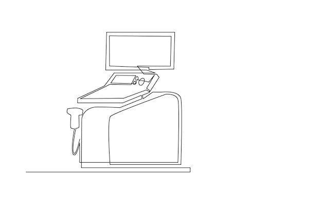 ベクトル 医療機器車両のイラストです。病院の 1 つの線画の単純な線の概念。