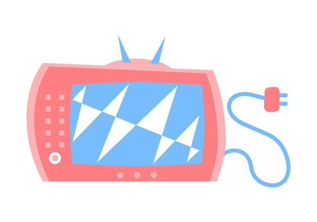 Вектор Изображение телевизора с антенной и вилкой. векторная иллюстрация