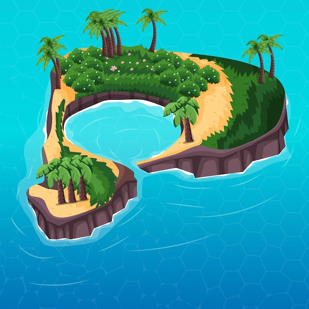 Вектор Изолированный остров посреди океана