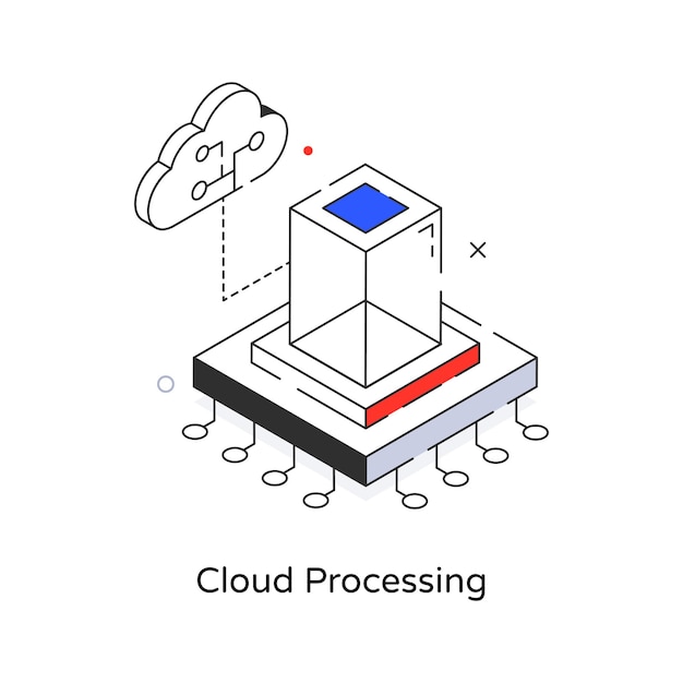 Изометрическая иконка облачной обработки