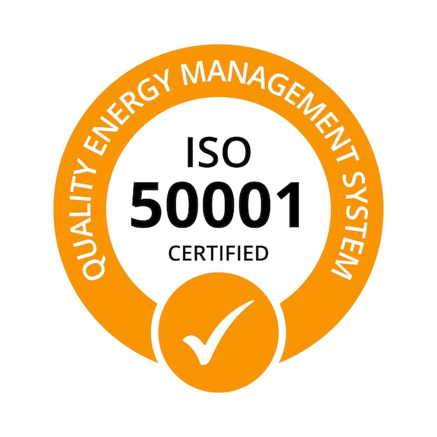 벡터 iso 5001이라는 단어가 있는 주황색 원.