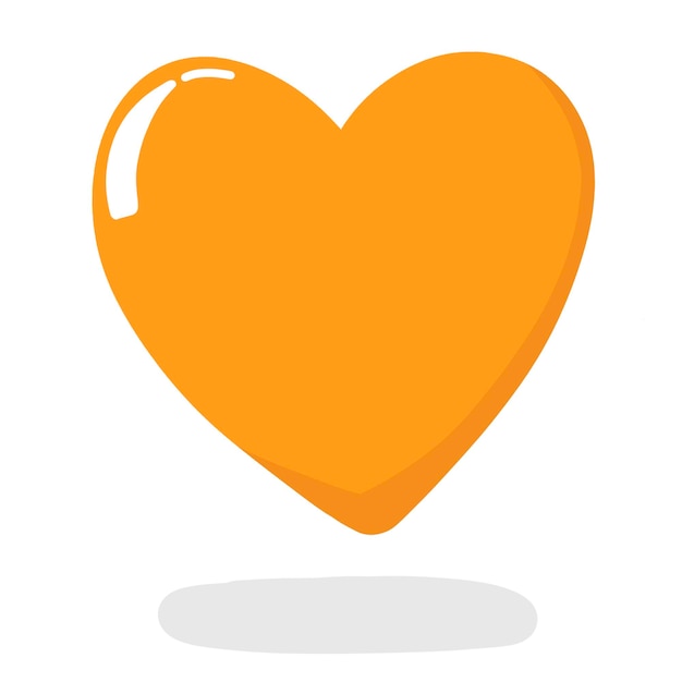 Вектор Оранжевое сердце изолировано на широком фоне с небольшой теней