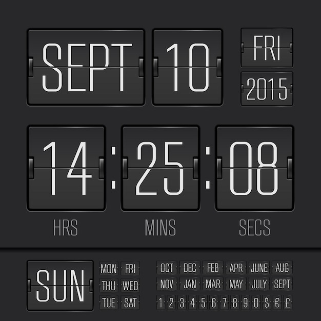 Analog black scoreboard digital week timer