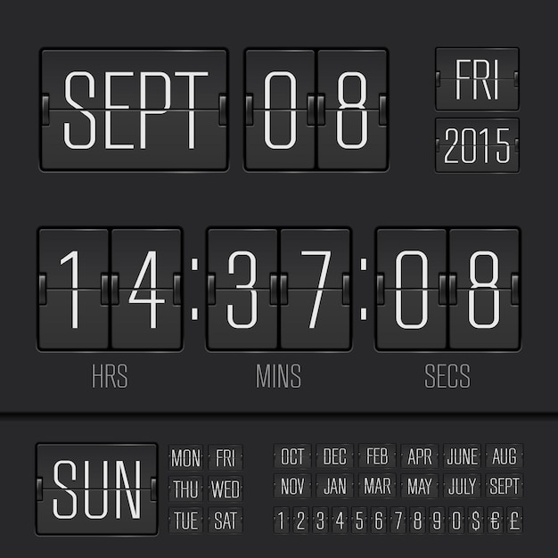 Analog black scoreboard digital week timer