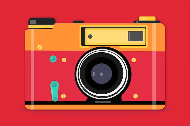 Vector analog camera illustration vector in flat design style