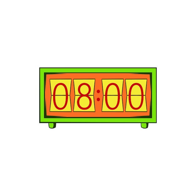 Analog flip clock icon in cartoon style on a white background