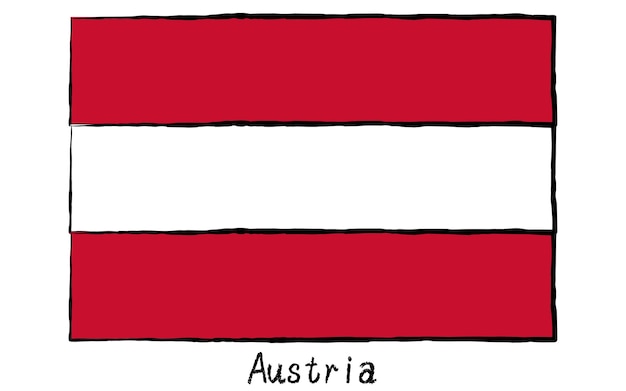Vettore bandiera mondiale analogica disegnata a mano austria
