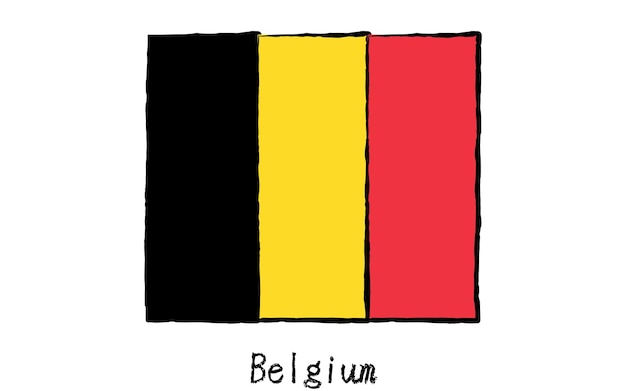 Analog handdrawn world flag belgium