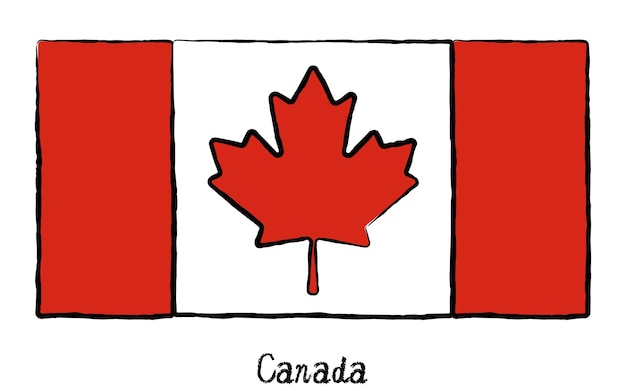 Vector analog handdrawn world flag canada