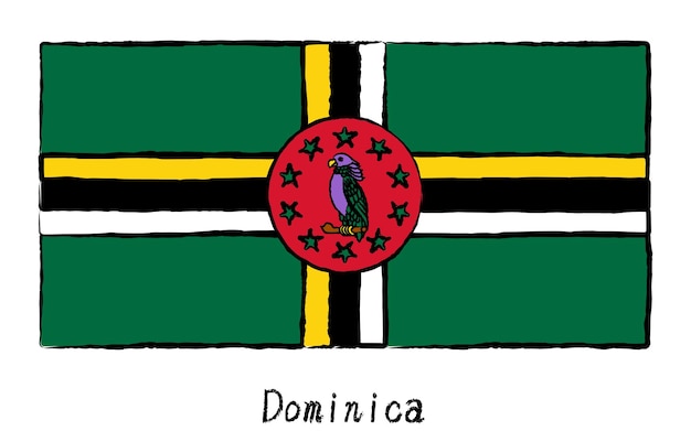 Analog handdrawn world flag Dominica