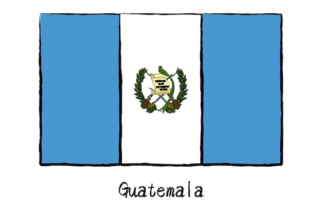 Bandiera mondiale analogica disegnata a mano del guatemala