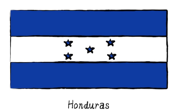 Analog handdrawn world flag Honduras