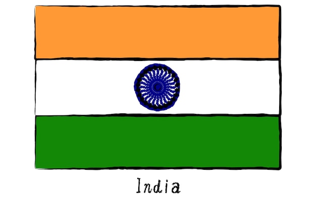 Vector analog handdrawn world flag india