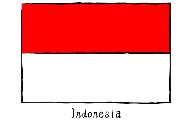 Vettore bandiera mondiale analogica disegnata a mano dell'indonesia