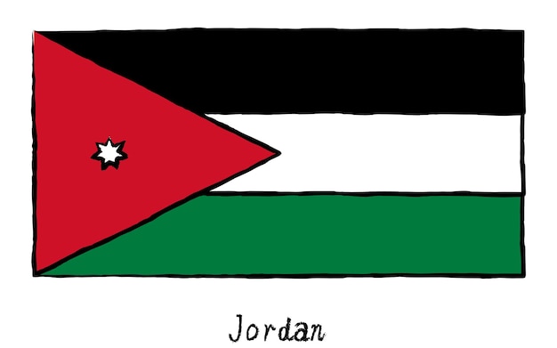 Vettore bandiera mondiale analogica disegnata a mano giordania