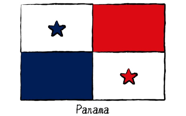 Bandiera mondiale analogica disegnata a mano di panama