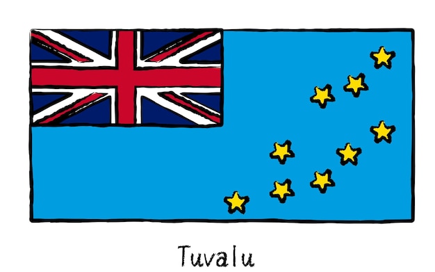 Vector analog handdrawn world flag tuvalu