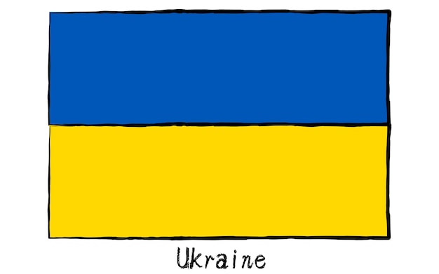 Vector analog handdrawn world flag ukraine