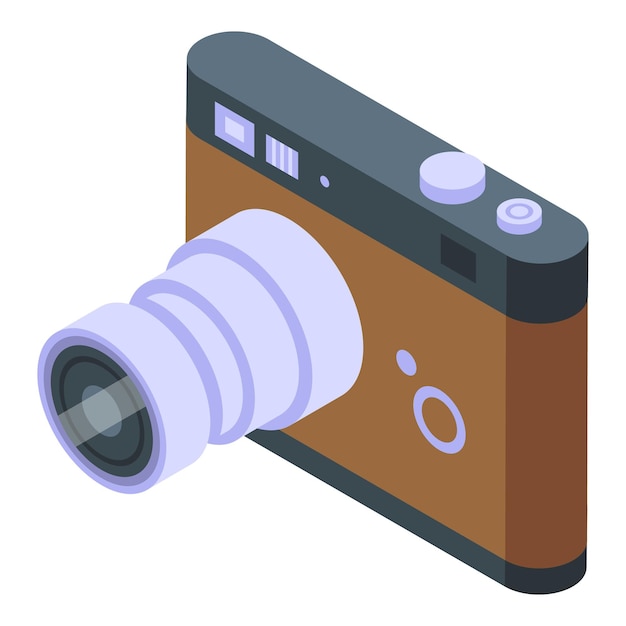 Analoge camera pictogram isometrische vector retro apparaat vintage knop