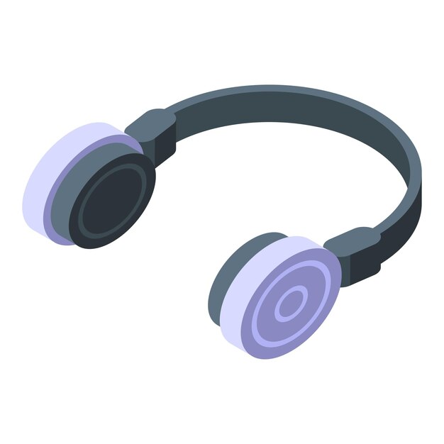 Vector analogue headphones icon isometric vector retro music old device