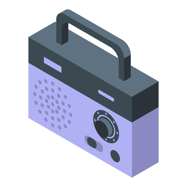 Analogue radio icon isometric vector Retro audio Music stereo