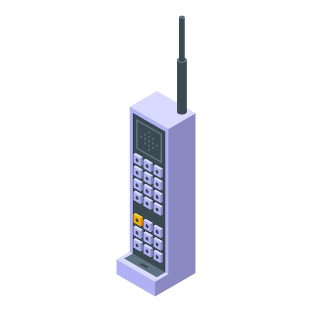 Vector analogue wireless telephone icon isometric vector retro old device design