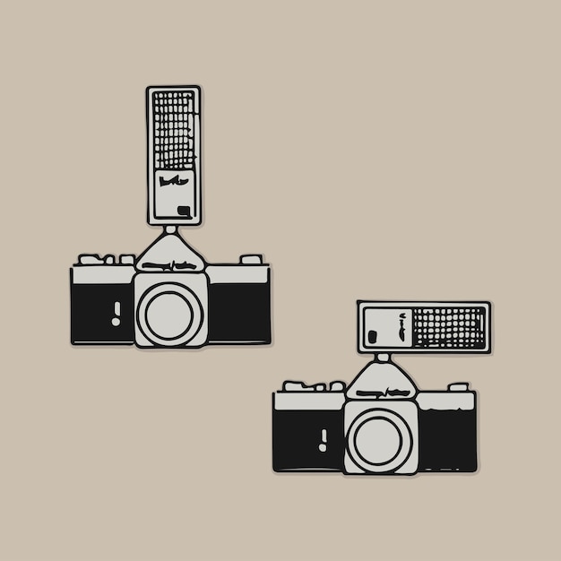 Analoog filmcamera's fotografie foto retro logo vintage illustratie reflex flash vector elementen