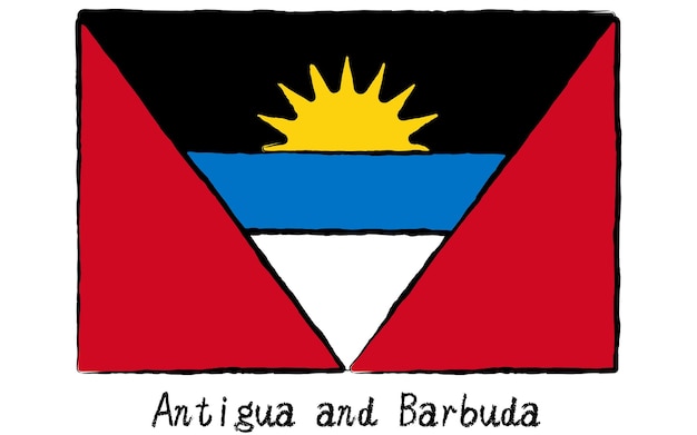 Analoog handgetekende stijl Vlaggen van de wereld Antigua en Barbuda