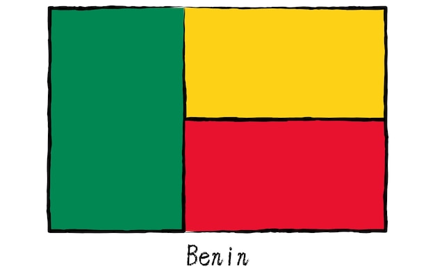 Analoog handgetekende stijl Wereldvlag Benin