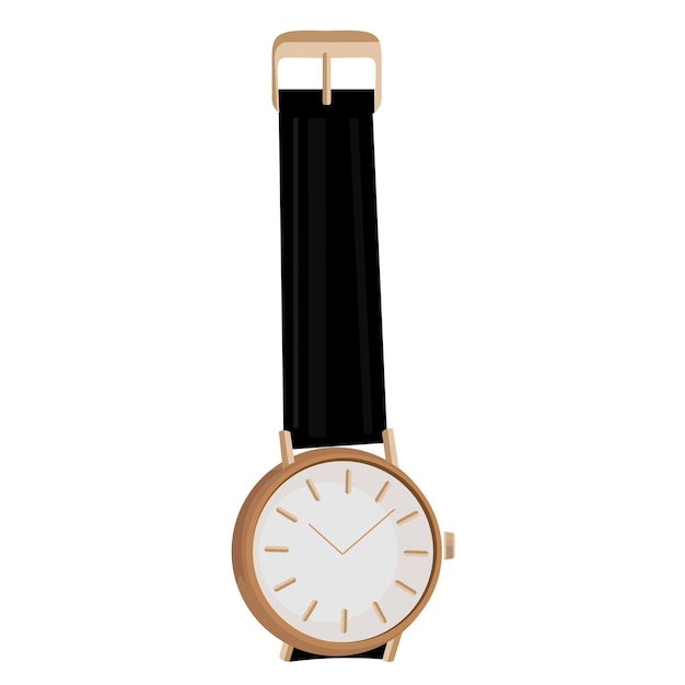 Analoog horloge met een lichtgekleurde kast en zwarte band.