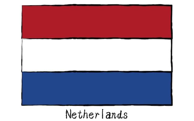 Vector analoog met de hand getekende wereldvlag nederland