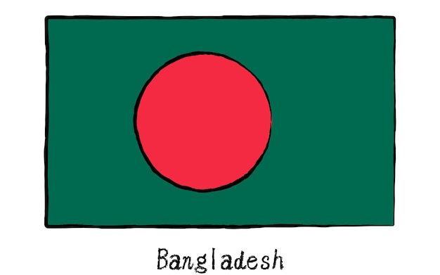 Analoog met de hand getekende wereldvlag van Bangladesh