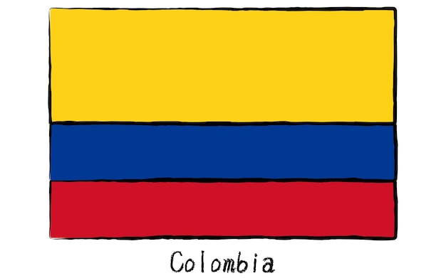 Analoog met de hand getekende wereldvlag van Colombia